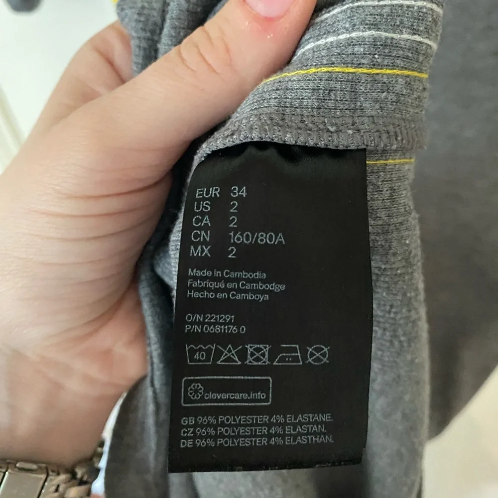 Grey Striped Side T-Shirt Dress w/ Yellow/White Stripe on Side - Picture 6 of 7